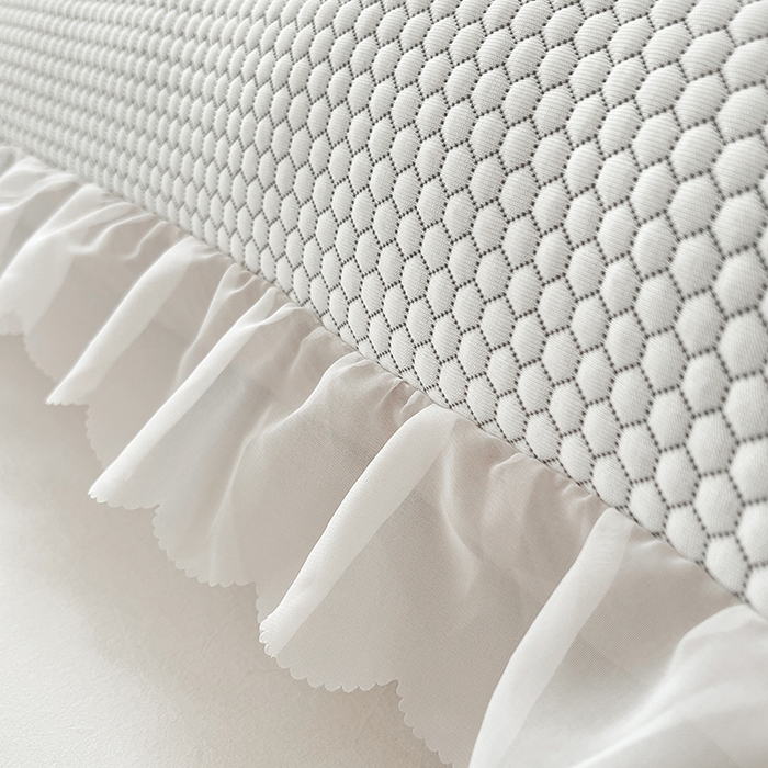 91家纺网 家纺一手货源 找家纺 梦舒羽 2025春夏新款冰豆豆花边双人单枕套枕套单件 冰豆豆-小熊灰