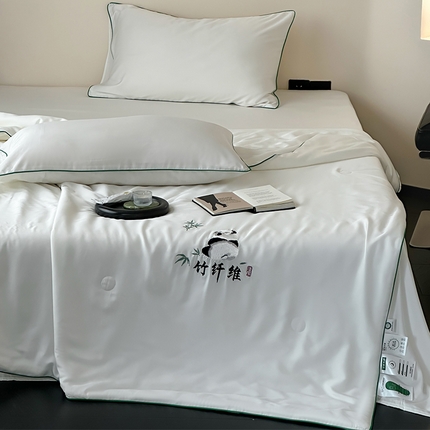 91家纺网 家纺一手货源 找家纺 （总）一加一 2025新款A类天竹刺绣蚕蛹蛋白纤维夏被四件套
