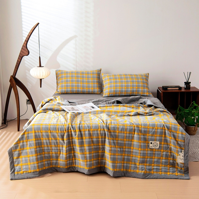 91家纺网 家纺一手货源 找家纺 鑫棉坊 2025新款全棉色织水洗棉A类棉花夏被可机洗空调被四件套床单枕套 博雅