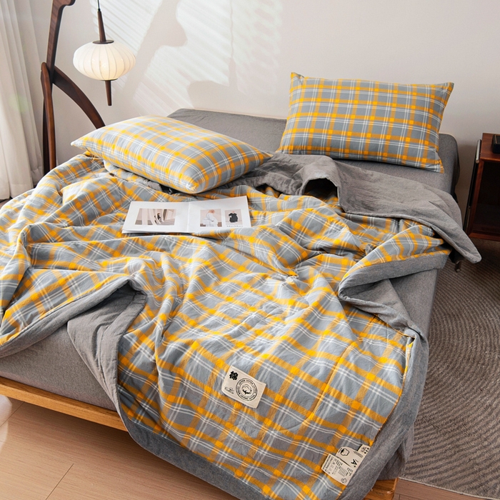 91家纺网 家纺一手货源 找家纺 鑫棉坊 2025新款全棉色织水洗棉A类棉花夏被可机洗空调被四件套床单枕套 博雅