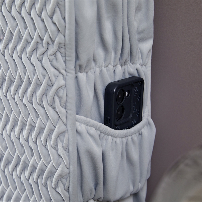 91家纺网 家纺一手货源 找家纺 情恒家纺 2025新款德芙绒工艺款全包床头罩 流光银