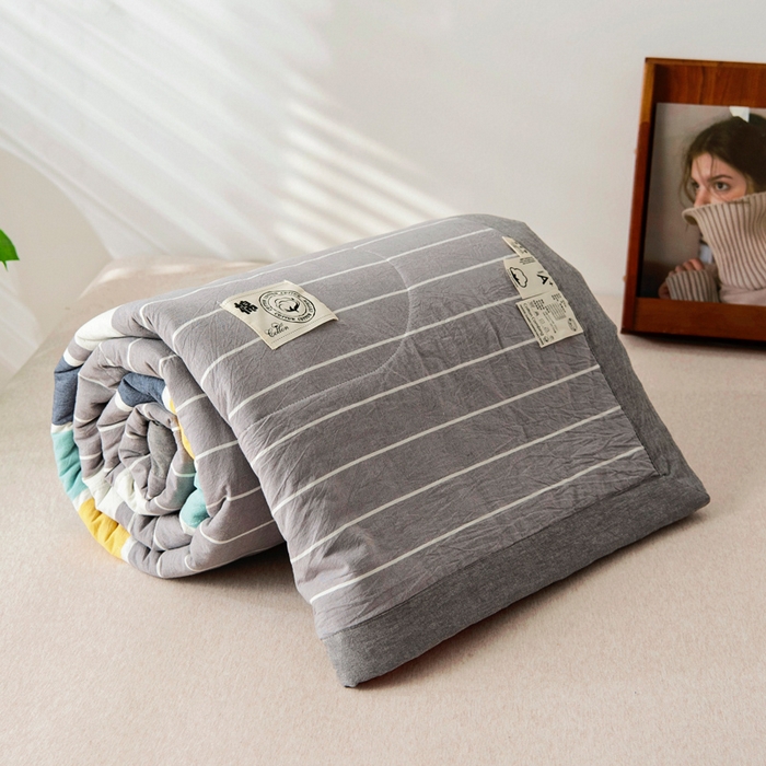 91家纺网 家纺一手货源 找家纺 鑫棉坊 2025新款全棉色织水洗棉A类棉花夏被可机洗空调被四件套床单枕套 洛克