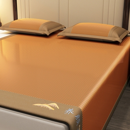 91家纺网 家纺一手货源 找家纺 宜派家纺 2025新款全包双面两用藤席 养 颜古藤席-红棕