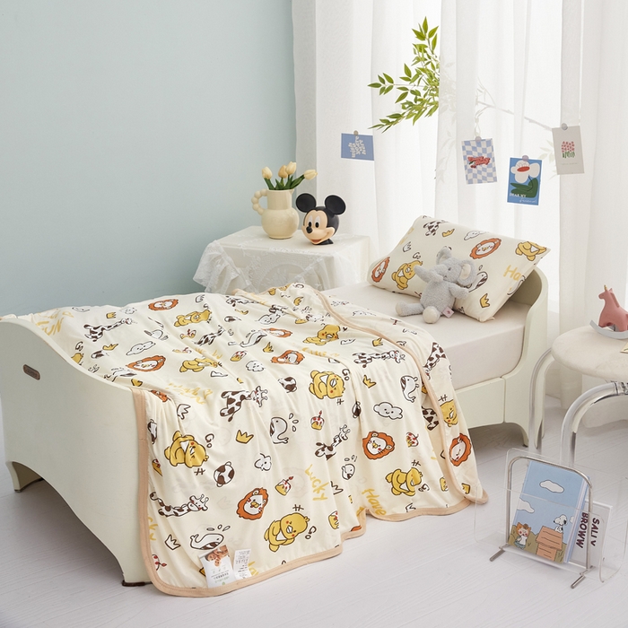 91家纺网 家纺一手货源 找家纺 丝涟家居 2025新款婴儿裸睡级凉感针织毯幼儿园夏被儿童夏被毯子 动物乐园