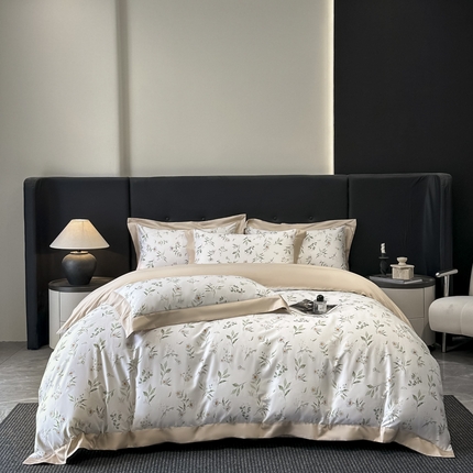 91家纺网 家纺一手货源 找家纺 （总）新款50支大宽边高级简奢款凉感纯棉数码印花四件套 控价劵后208（严格按控价来）