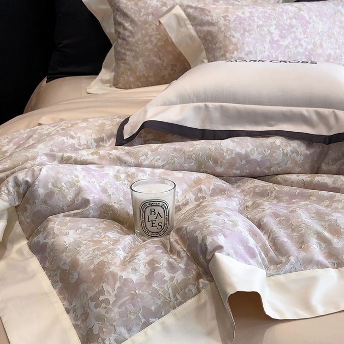 91家纺网 家纺一手货源 找家纺 佳汐蓝2025新款典雅诗意花卉全棉印花四件套券后不低于438/458元 馥雅铃兰-胭脂粉