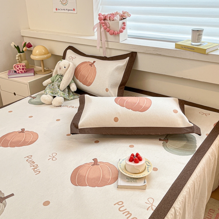 91家纺网 家纺一手货源 找家纺 迪乐妮 2025新款印花真冰藤冰凉席 波点南瓜