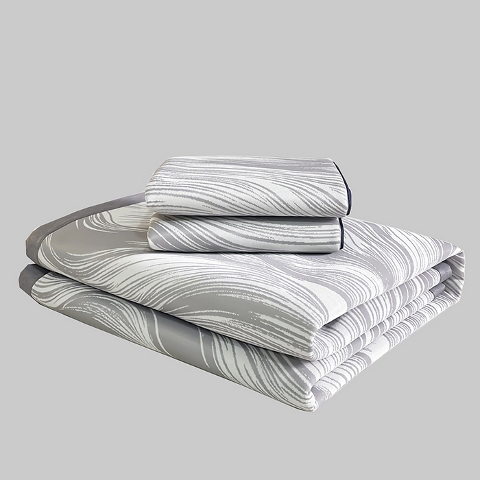 91家纺网 家纺一手货源 找家纺 锦罗绣 2025春夏新款PE中分子凉感提花软凉席席子 极简主义-灰 床单款