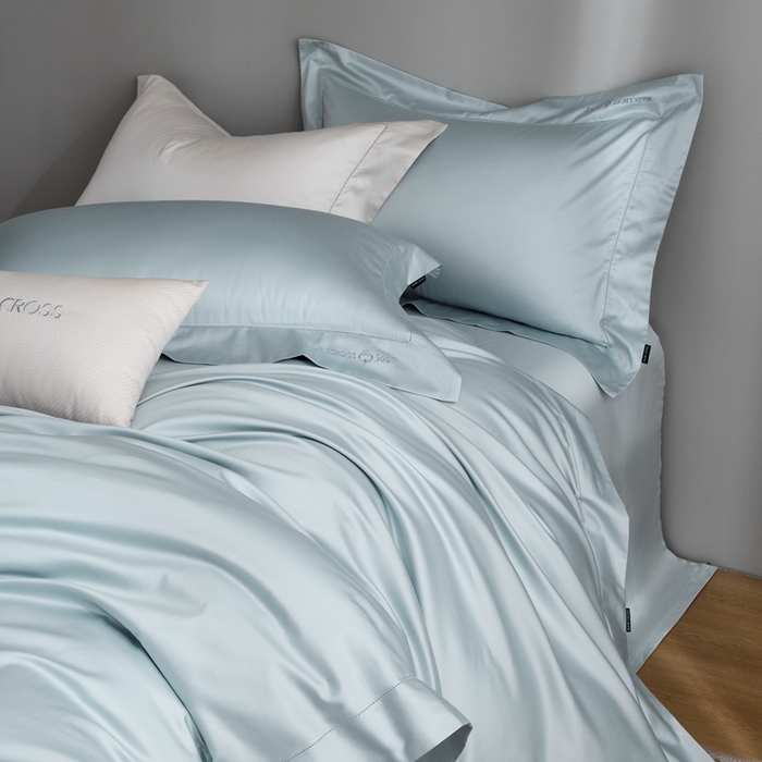 91家纺网 家纺一手货源 找家纺 佳汐蓝 2025新款奢简高支棉柔雾奢缎长绒棉四件套券后不低于628/648元 晴空蓝