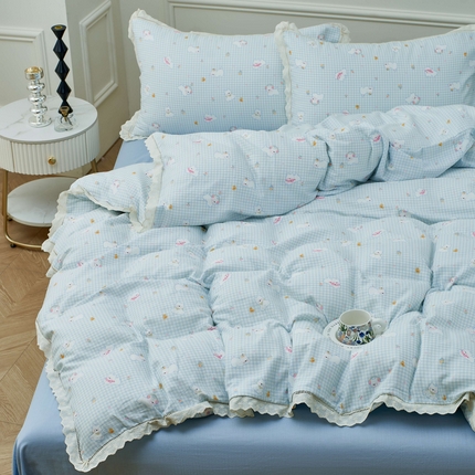 91家纺网 家纺一手货源 找家纺 （总）黛馨 2025新款全棉纯棉镂空蕾丝边四件套