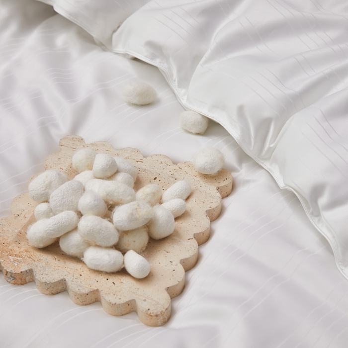 91家纺网 家纺一手货源 找家纺 金同成家纺 2025新款缎条蚕丝被春秋被子母被冬被子被芯 云朵白