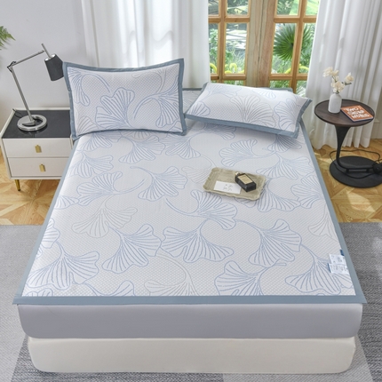 91家纺网 家纺一手货源 找家纺 慕克斯家纺 2025新款高端加密加厚凉豆豆软席家用凉席子空调席 蓝色