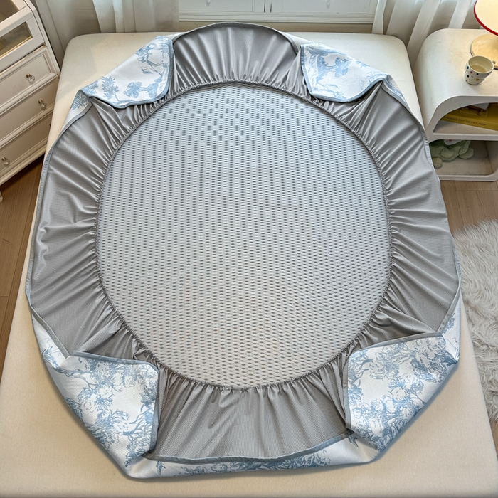 91家纺网 家纺一手货源 找家纺 （总）迪乐妮 2025新款真冰藤印花床笠款凉席