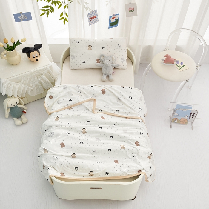 91家纺网 家纺一手货源 找家纺 丝涟家居 2025新款婴儿裸睡级凉感针织毯幼儿园夏被儿童夏被毯子 波点狗