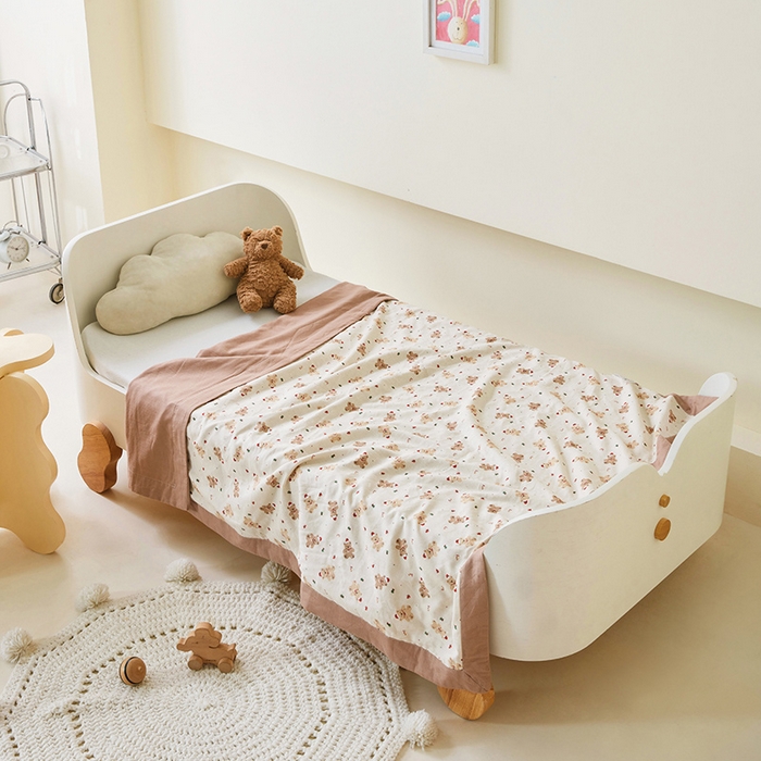 91家纺网 家纺一手货源 找家纺 嗨生活 2025年 7A抗菌全棉双层纱夏被  纱布夏被盖毯  儿童夏被 幼儿园夏被 呆萌小熊