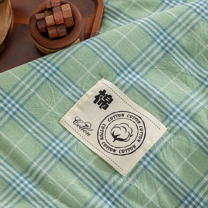 91家纺网 家纺一手货源 找家纺 鑫棉坊 2025新款全棉色织水洗棉A类棉花夏被可机洗空调被四件套床单枕套 清漾绿格