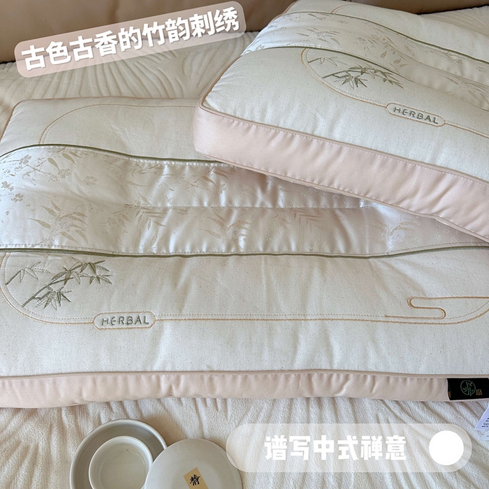 91家纺网 家纺一手货源 找家纺 （总）昕科 2025新款国风棉麻舒适枕60支全棉贡缎亚麻枕芯