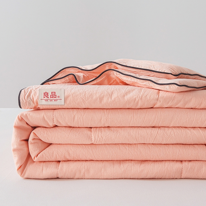 91家纺网 家纺一手货源 找家纺 熙宴家纺 2025新款纯色水洗棉新疆棉花夏被 粉玉