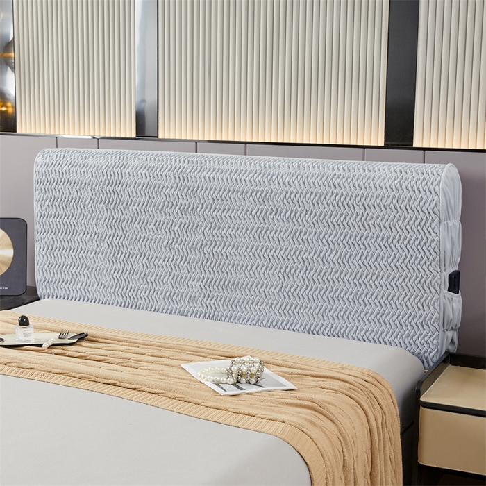 91家纺网 家纺一手货源 找家纺 情恒家纺 2025新款德芙绒工艺款全包床头罩 流光银