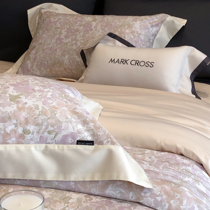 91家纺网 家纺一手货源 找家纺 佳汐蓝2025新款典雅诗意花卉全棉印花四件套券后不低于438/458元 馥雅铃兰-胭脂粉