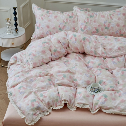 91家纺网 家纺一手货源 找家纺 （总）黛馨 2025新款全棉纯棉镂空蕾丝边四件套