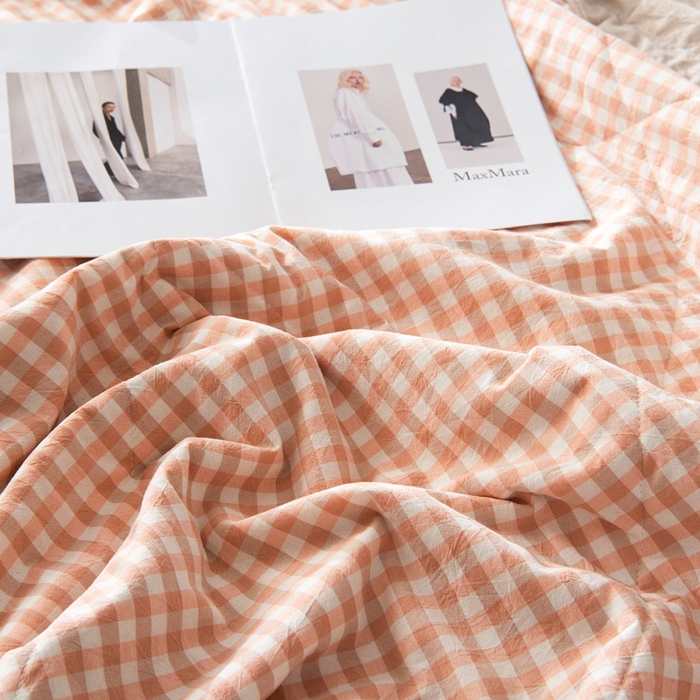 91家纺网 家纺一手货源 找家纺 鑫棉坊 2025新款全棉色织水洗棉A类棉花夏被可机洗空调被四件套床单枕套 初晴