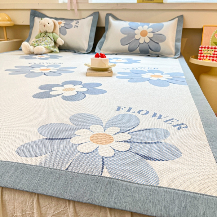 91家纺网 家纺一手货源 找家纺 迪乐妮 2025新款印花真冰藤冰凉席 花语