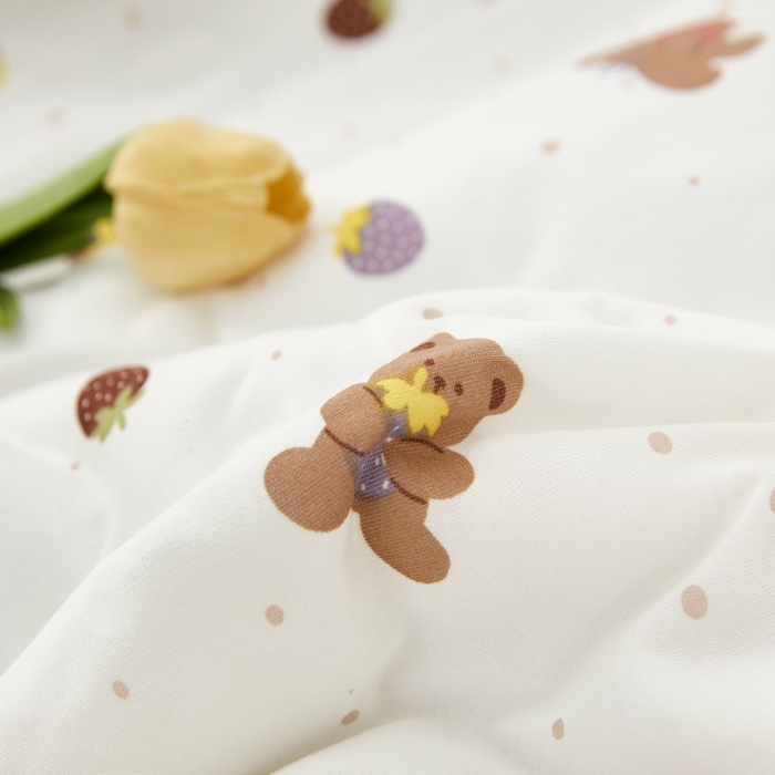 91家纺网 家纺一手货源 找家纺 丝涟家居 2025新款A类双面针织棉卡通小清新滚绳工艺夏被草莓熊