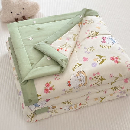 寻米 2025新款13070全棉纯棉印花夏被夏凉被空调被 花园小狗