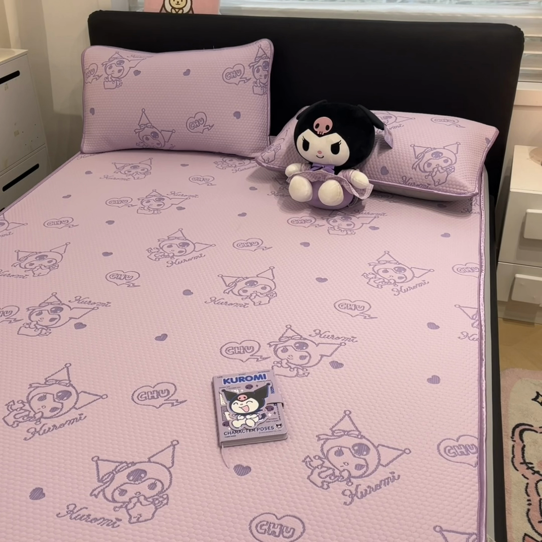 91家纺网 家纺一手货源 找家纺 （总）八零年代 2025新款三丽鸥正版授权A类提花冰豆豆凉席平铺款床笠款系列