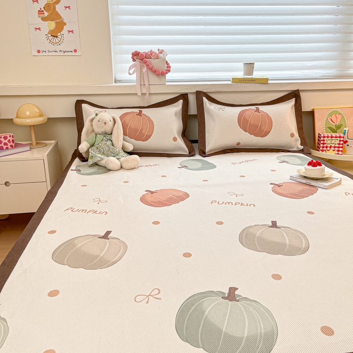 91家纺网 家纺一手货源 找家纺 迪乐妮 2025新款印花真冰藤冰凉席 波点南瓜