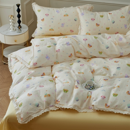 91家纺网 家纺一手货源 找家纺 （总）黛馨 2025新款全棉纯棉镂空蕾丝边四件套