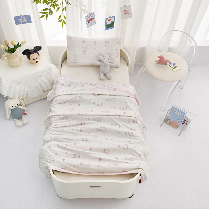 91家纺网 家纺一手货源 找家纺 丝涟家居 2025新款婴儿裸睡级凉感针织毯幼儿园夏被儿童夏被毯子 乖乖兔