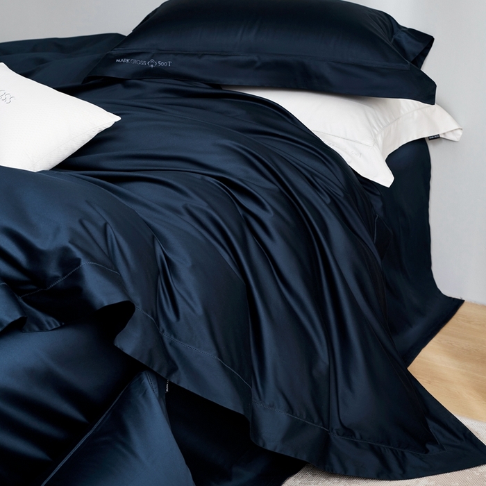 91家纺网 家纺一手货源 找家纺 佳汐蓝 2025新款奢简高支棉柔雾奢缎长绒棉四件套券后不低于628/648元 风暴蓝