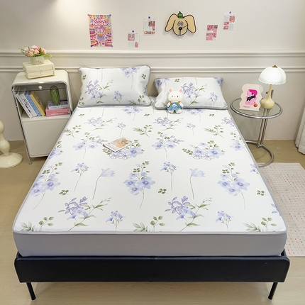 91家纺网 家纺一手货源 找家纺 （总）摩妮卡 2025新款小清新碳光冰丝软席床笠款单床笠三件套