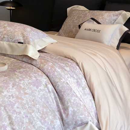 91家纺网 家纺一手货源 找家纺 （总）佳汐蓝2025新款典雅诗意花卉全棉印花四件套券后不低于438/458元