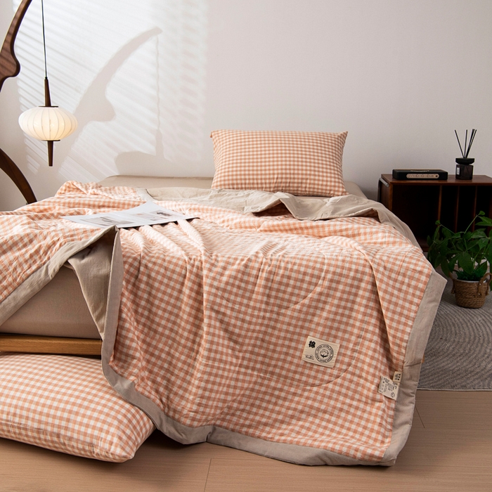 91家纺网 家纺一手货源 找家纺 鑫棉坊 2025新款全棉色织水洗棉A类棉花夏被可机洗空调被四件套床单枕套 初晴