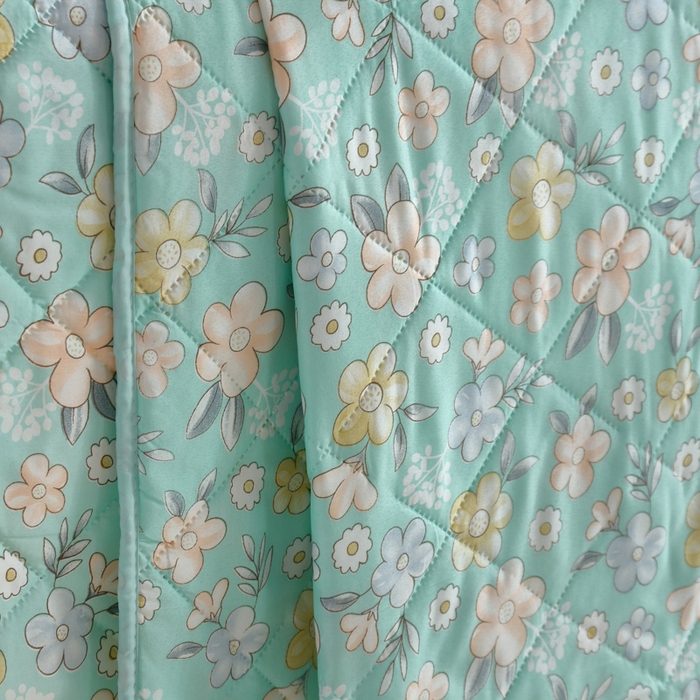 91家纺网 家纺一手货源 找家纺 富艺隆 超声波钻石绒夏被 百花齐放-绿