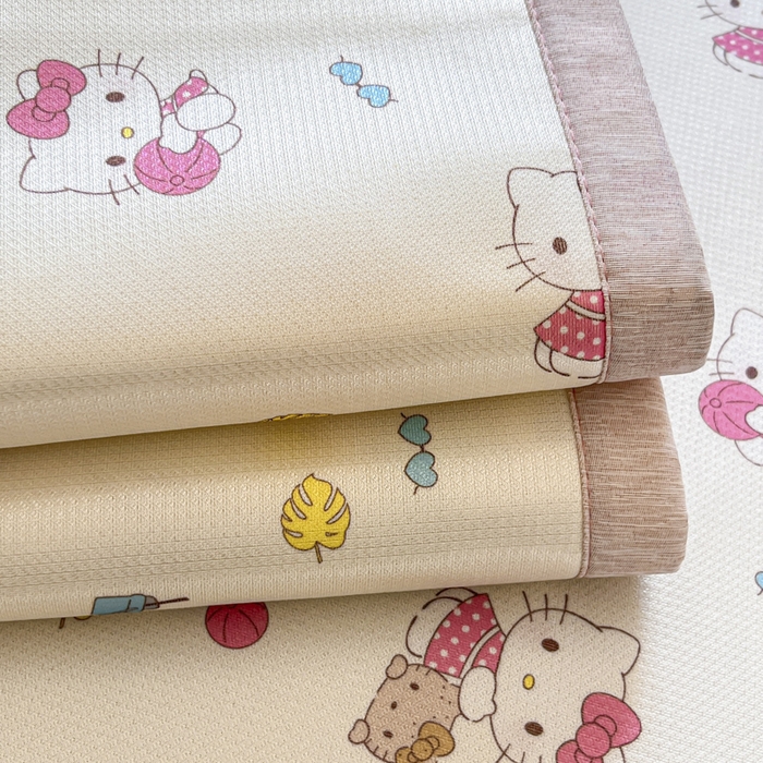 91家纺网 家纺一手货源 找家纺 博雅 2025新款三丽欧A类小版数码印花1200D冰丝凉席凉席席子 可爱KT