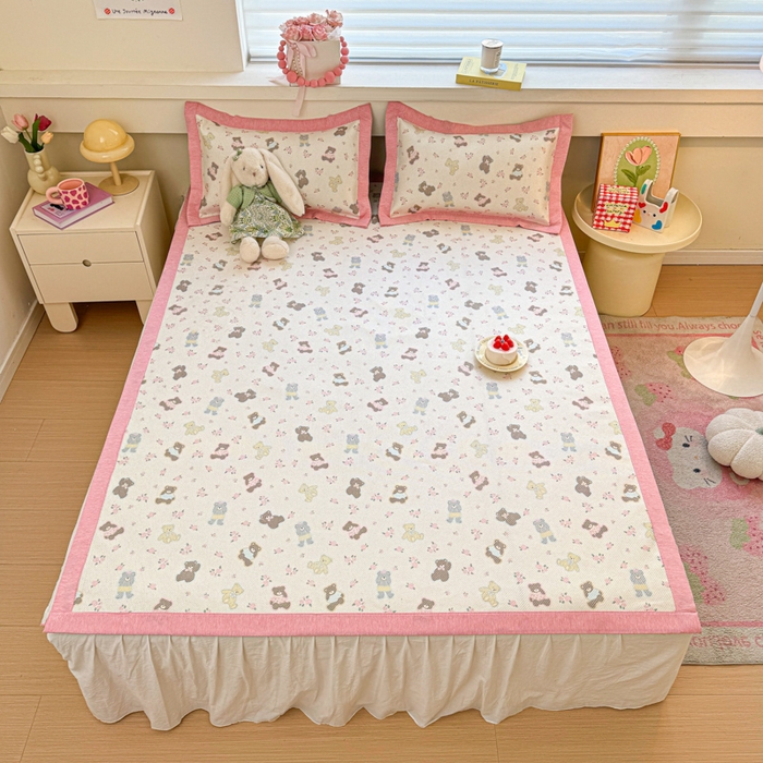 91家纺网 家纺一手货源 找家纺 迪乐妮 2025新款印花真冰藤冰凉席 小熊乐园