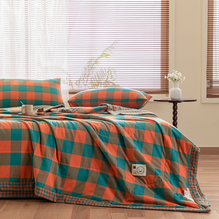 91家纺网 家纺一手货源 找家纺 鑫棉坊 2025新款全棉色织水洗棉A类棉花夏被可机洗空调被四件套床单枕套 北辰