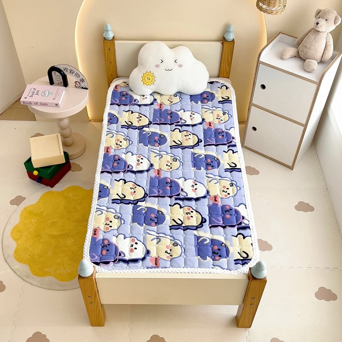 91家纺网 家纺一手货源 找家纺 梵赫家纺2024新款牛奶绒床护垫床垫幼儿园床垫儿童床垫可水洗 垫套-啵啵恐龙