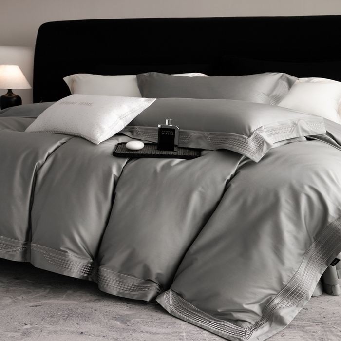 91家纺网 家纺一手货源 找家纺 馨蕊家居 2025春夏新品100s高奢典藏简约全棉系列 棉凯伦-高级灰