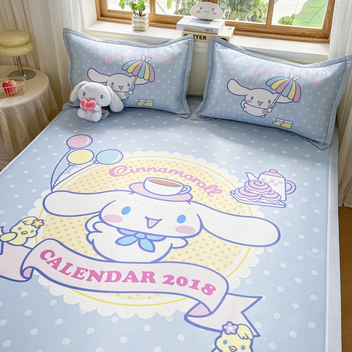 91家纺网 家纺一手货源 找家纺 博雅 2025新款三丽欧A类大版数码印花1200D冰丝凉席凉席席子 欢乐玉桂狗