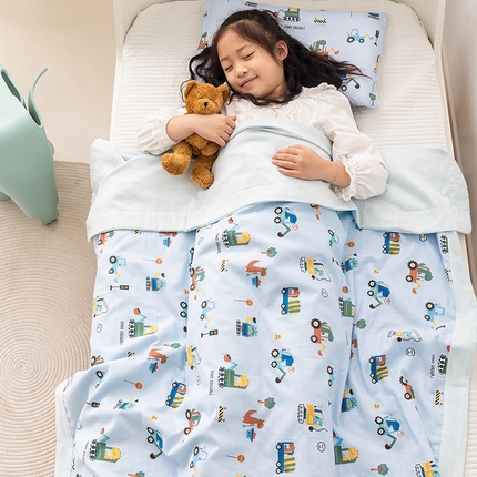 91家纺网 家纺一手货源 找家纺 （总）嗨生活 2025年 7A抗菌全棉双层纱夏被  纱布夏被盖毯  儿童夏被 幼儿园夏被