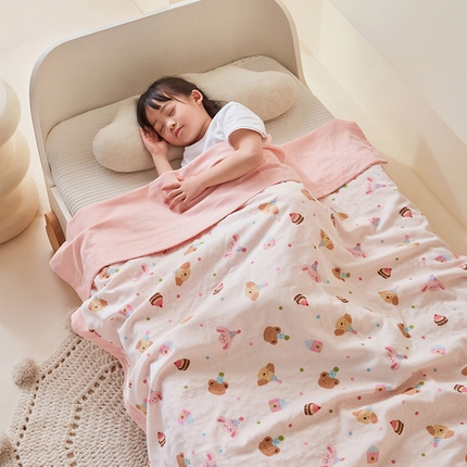 嗨生活 2025年 7A抗菌全棉双层纱夏被  纱布夏被盖毯  儿童夏被 幼儿园夏被 欢乐时光