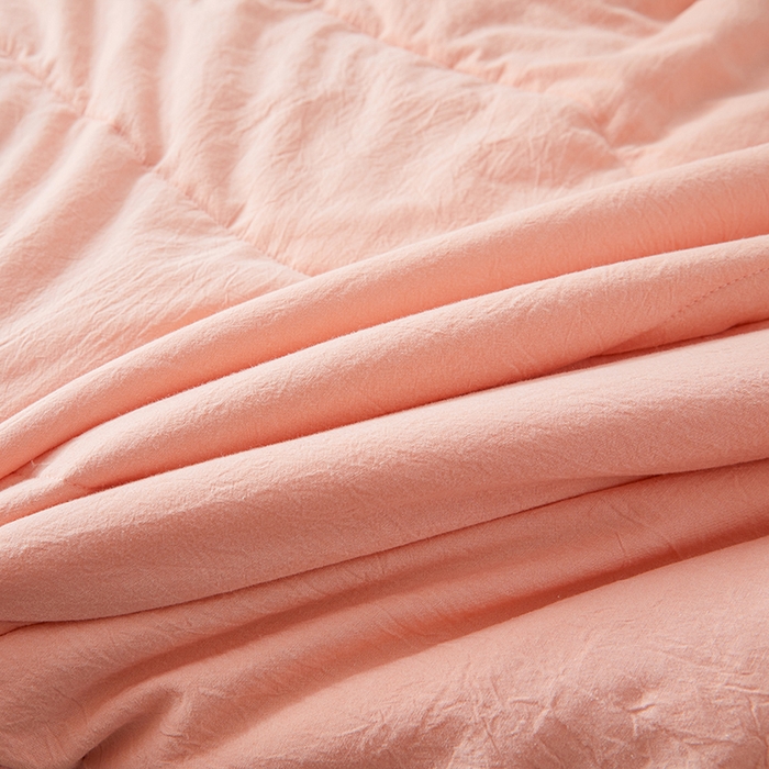 91家纺网 家纺一手货源 找家纺 熙宴家纺 2025新款纯色水洗棉新疆棉花夏被 粉玉