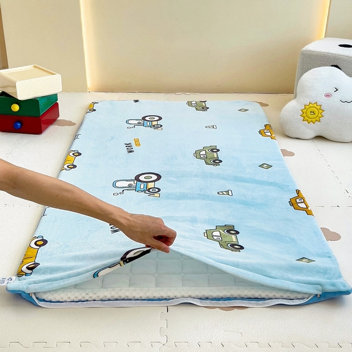 91家纺网 家纺一手货源 找家纺 梵赫家纺2024新款牛奶绒床护垫床垫幼儿园床垫儿童床垫可水洗 垫套-工程车队