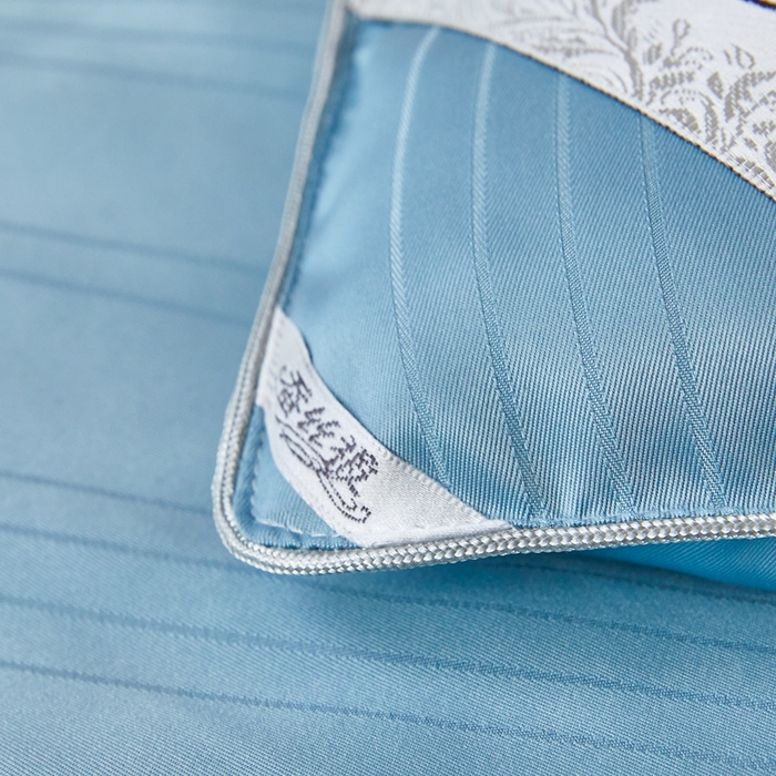 91家纺网 家纺一手货源 找家纺 金同成家纺 2025新款缎条蚕丝被春秋被子母被冬被子被芯 远山蓝