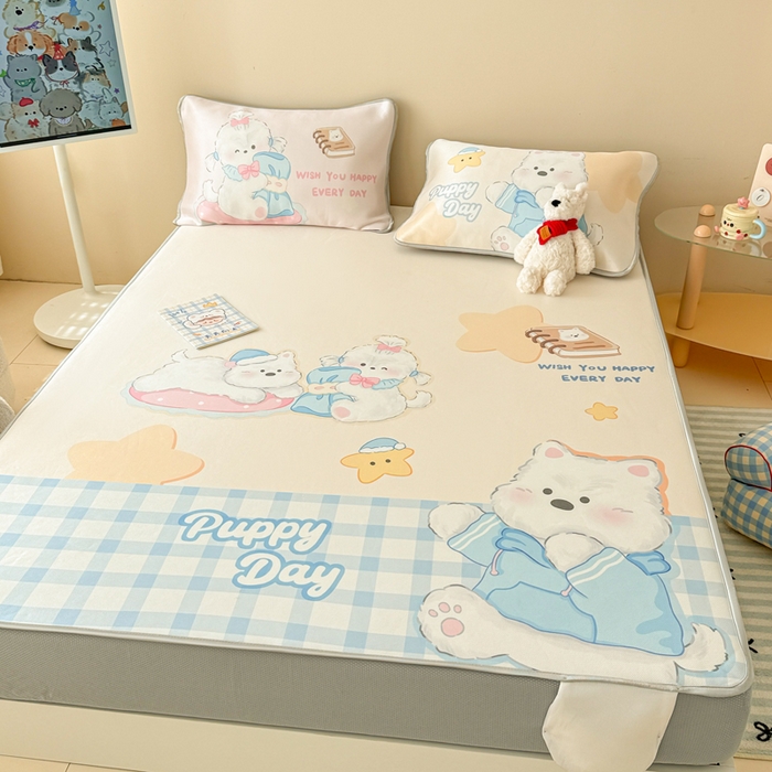 91家纺网 家纺一手货源 找家纺 慕尚家纺 2025新款凉感卡通工艺席床笠-圆满